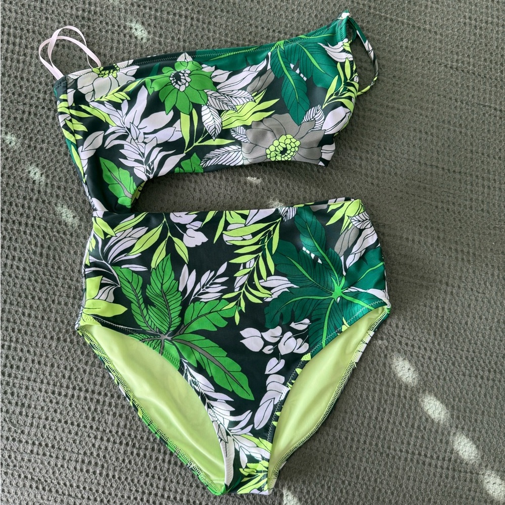 Aerie Tropical Green Cutout One-Piece Swimsuit